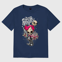 Футболка оверсайз женская Скелетон с бабочкой, цвет: тёмно-синий