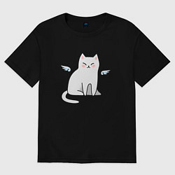 Футболка оверсайз женская КОТИК АНГЕЛ CAT ANGEL, цвет: черный