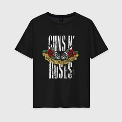 Футболка оверсайз женская Guns N Roses Рок группа, цвет: черный