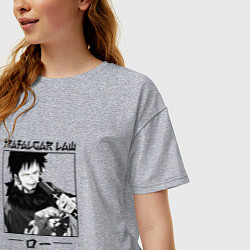 Футболка оверсайз женская Ван-Пис, Трафальгар Ло Trafalgar Law, цвет: меланж — фото 2