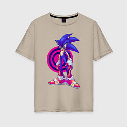 Футболка оверсайз женская Sonic Exe Video game Hedgehog, цвет: миндальный