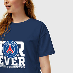 Футболка оверсайз женская PSG FOREVER NOT JUST WHEN WE WIN ПСЖ, цвет: тёмно-синий — фото 2