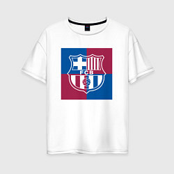 Футболка оверсайз женская FC Barcelona Logo 2022, цвет: белый