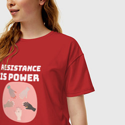 Футболка оверсайз женская Resistance is power, цвет: красный — фото 2