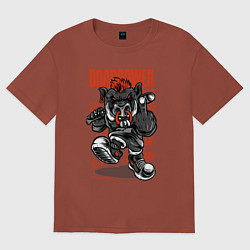 Футболка оверсайз женская Кабан с дубинкой, цвет: кирпичный