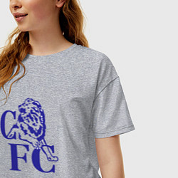 Футболка оверсайз женская Chelsea Челси Ретро логотип, цвет: меланж — фото 2