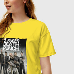 Футболка оверсайз женская Five Finger Death Punch!, цвет: желтый — фото 2