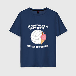 Футболка оверсайз женская Ice Cream Volleyball, цвет: тёмно-синий
