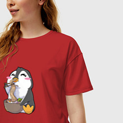 Футболка оверсайз женская Pinguin Ramen, цвет: красный — фото 2