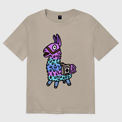 Футболка оверсайз женская Фортнайт Лама Fortnite Lama, цвет: миндальный