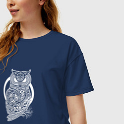 Футболка оверсайз женская Celtic Owl, цвет: тёмно-синий — фото 2