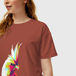 Футболка оверсайз женская Цветной попугай Colors parrot, цвет: кирпичный — фото 2