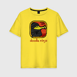 Футболка оверсайз женская Doodle ninja, цвет: желтый