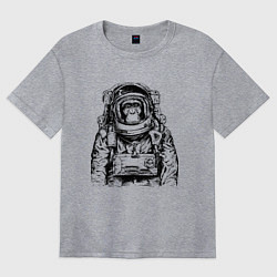 Футболка оверсайз женская Monkey Astronaut, цвет: меланж