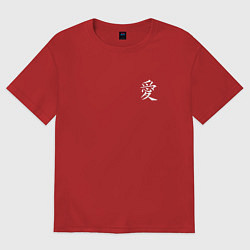 Футболка оверсайз женская Любовь Иероглиф, цвет: красный