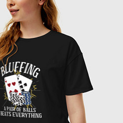 Футболка оверсайз женская Блеф против пары шаров, цвет: черный — фото 2