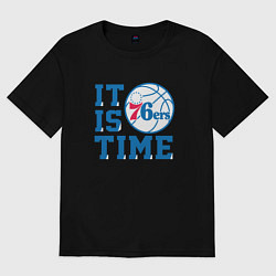 Футболка оверсайз женская It Is Philadelphia 76ers Time Филадельфия Севенти, цвет: черный