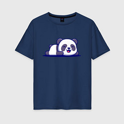 Футболка оверсайз женская Милашка панда Cutie panda, цвет: тёмно-синий