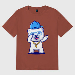 Футболка оверсайз женская Cool panda Dab, цвет: кирпичный