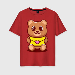 Футболка оверсайз женская Bear & Heart, цвет: красный