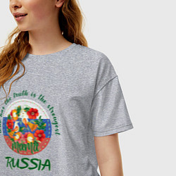 Футболка оверсайз женская Матушка Россия жостово, цвет: меланж — фото 2