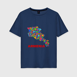 Футболка оверсайз женская Armenian Color, цвет: тёмно-синий