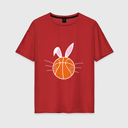 Футболка оверсайз женская Basketball Bunny, цвет: красный