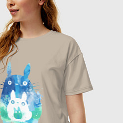 Футболка оверсайз женская Семья кроликов Акварель, цвет: миндальный — фото 2