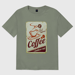 Футболка оверсайз женская Coffee Cup Retro, цвет: авокадо