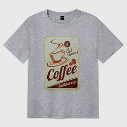 Футболка оверсайз женская Coffee Cup Retro, цвет: меланж