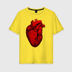Футболка оверсайз женская Сердце анатомическое, цвет: желтый