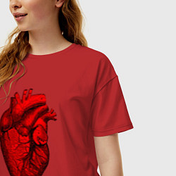 Футболка оверсайз женская Сердце анатомическое, цвет: красный — фото 2