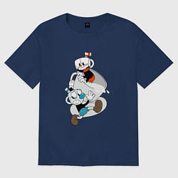 Футболка оверсайз женская Чашки Cuphead, цвет: тёмно-синий