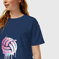Футболка оверсайз женская Volleyball Colors, цвет: тёмно-синий — фото 2