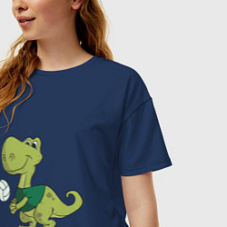 Футболка оверсайз женская Volleyball Dinosaur, цвет: тёмно-синий — фото 2