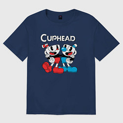 Футболка оверсайз женская Cuphead Чашечки, цвет: тёмно-синий