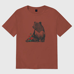 Футболка оверсайз женская Символ России, цвет: кирпичный