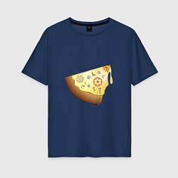 Футболка оверсайз женская Пицца в стиле стимпанк, цвет: тёмно-синий