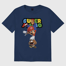 Футболка оверсайз женская Mario and Goomba Super Mario, цвет: тёмно-синий