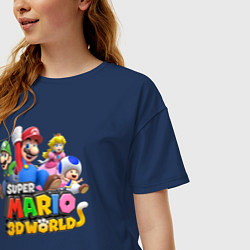 Футболка оверсайз женская Герои Super Mario 3D World Nintendo, цвет: тёмно-синий — фото 2