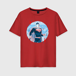 Футболка оверсайз женская Фигура Супермена, цвет: красный