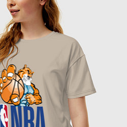 Футболка оверсайз женская NBA Tiger, цвет: миндальный — фото 2