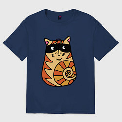 Футболка оверсайз женская Кот в черной маске, цвет: тёмно-синий