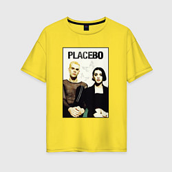 Футболка оверсайз женская Placebo рок-группа, цвет: желтый