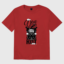 Футболка оверсайз женская Дом там, где твой кот, цвет: красный