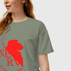 Футболка оверсайз женская Nerv в Neon Genesis Evangelion, цвет: авокадо — фото 2