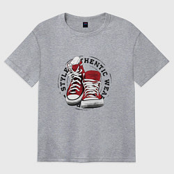 Футболка оверсайз женская В кедах по жизни, цвет: меланж