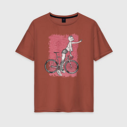 Футболка оверсайз женская Bike punk cats, цвет: кирпичный