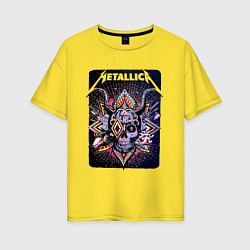 Футболка оверсайз женская Metallica Playbill Art skull, цвет: желтый