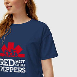 Футболка оверсайз женская RHCP Logo Red Hot Chili Peppers Logo, цвет: тёмно-синий — фото 2